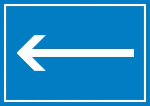 Richtungspfeil links Schild waagerecht weiss blau Pfeil