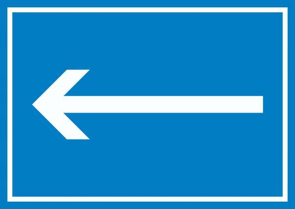 Richtungspfeil links Schild waagerecht weiss blau Pfeil