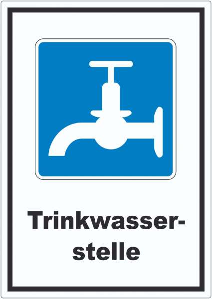 Trinkwasser Symbol und Text Aufkleber