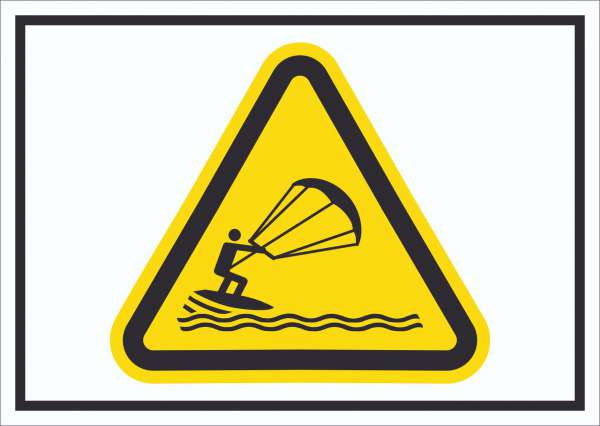 Schild Warnung Kitesurfer Symbol