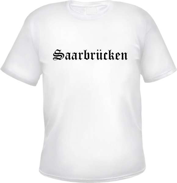 Saarbrücken Herren T-Shirt - Altdeutsch - Weißes Tee Shirt