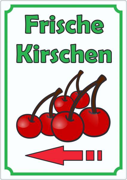 Frische Kirschen Aufkleber Hochkant mit Pfeil links