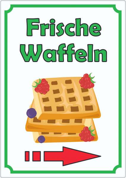 Frische Waffeln Aufkleber Hochkant mit Pfeil rechts