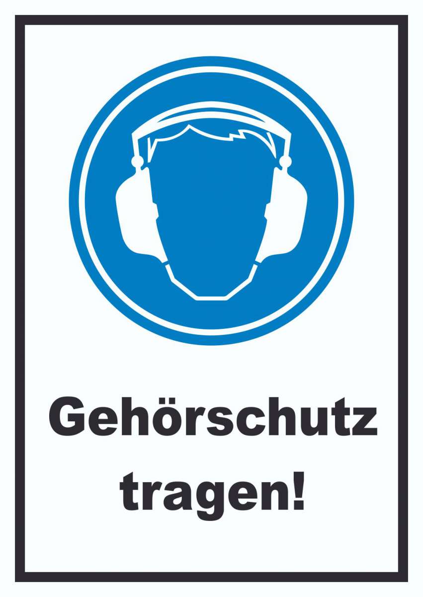 Vsafety Schild „Gehörschutz Tragen“ – Selbstklebend, 150x200 Mm, Blau-weiß, EN ISO 7010 Konform