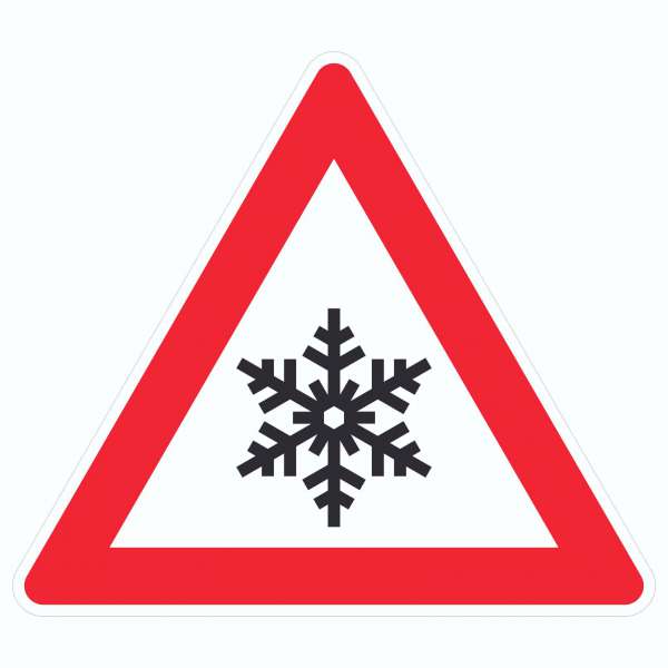 Achtung Frost Schnee Eis Symbol Aufkleber Dreieck