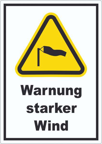 Aufkleber Warnung starker Wind