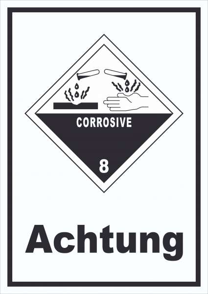 Schild Ätzende Stoffe Achtung Corrosive hochkant