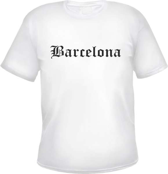 Barcelona Herren T-Shirt - Altdeutsch - Weißes Tee Shirt