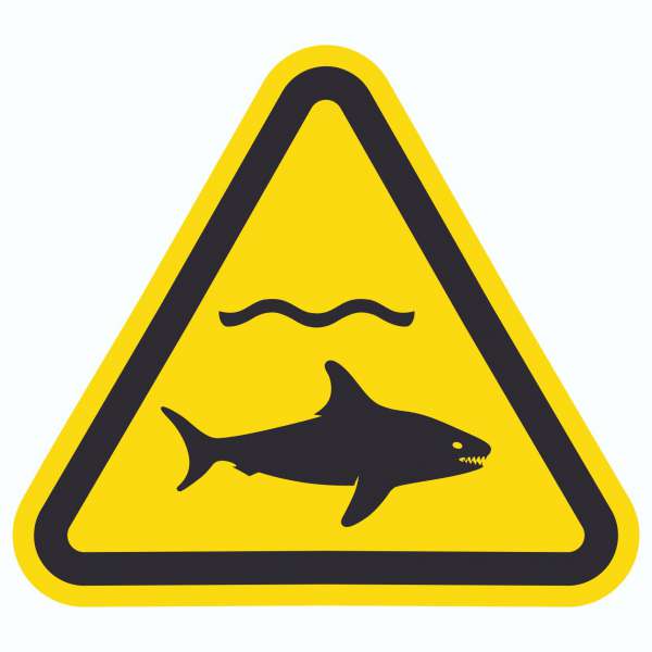Aufkleber Dreick Warnung Haie Symbol