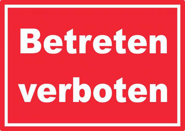 Betreten verboten Aufkleber weiß-rot