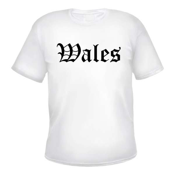 Wales Herren T-Shirt - Altdeutsch - Weißes Tee Shirt