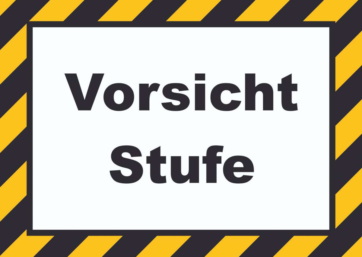 Vorsicht Stufe Schild | HB-Druck Schilder, Textildruck & Stickerei