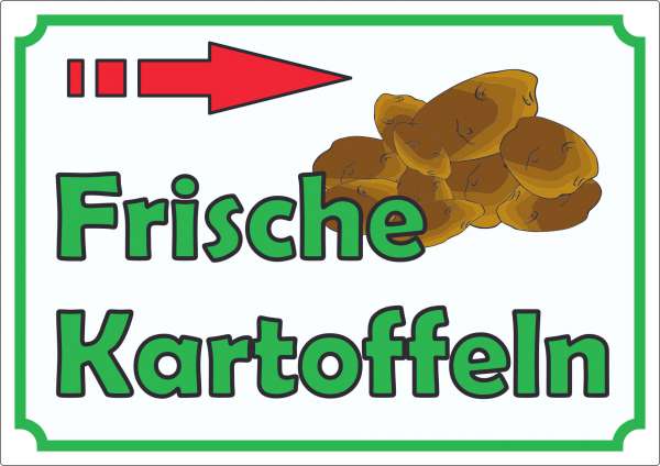 Werbeaufkleber Aufkleber Kartoffeln mit Pfeil nach rechts