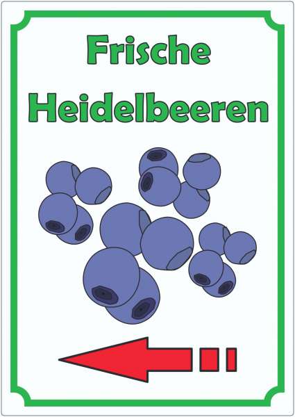 Frische Heidelbeeren Aufkleber Hochkant mit Pfeil links