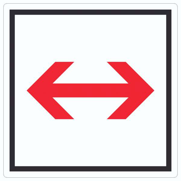 Richtungspfeil rechts links Aufkleber Quadrat rot weiss schwarz Pfeil