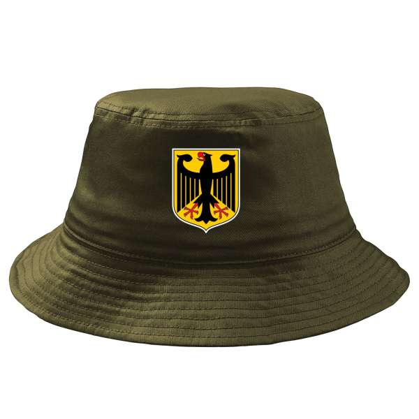 Deutschland Wappen Fischerhut - Oliv - bedruckt - Bucket Hat Anglerhut