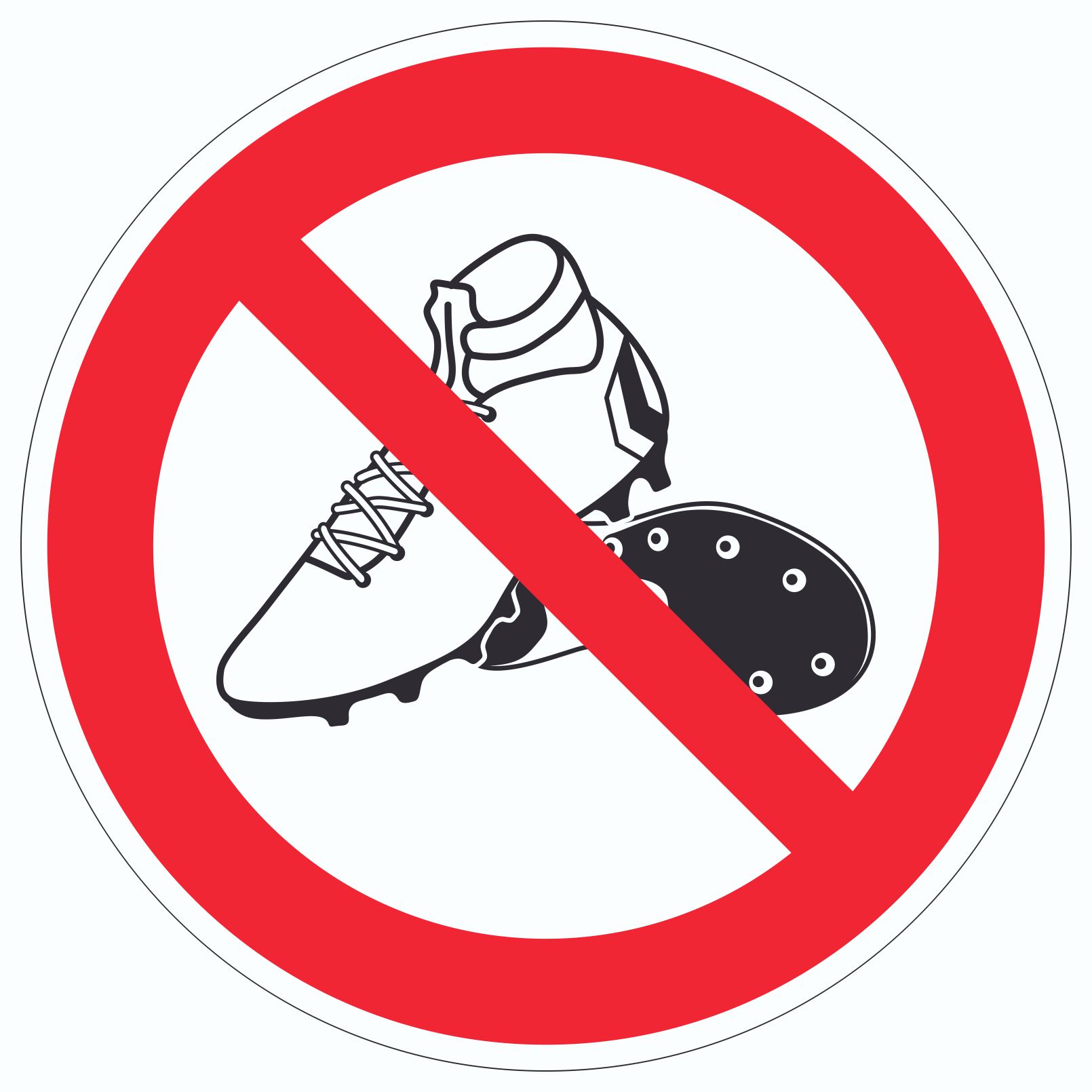 Betreten mit Fussballschuhen verboten Aufkleber Kreis Ø50mm 
