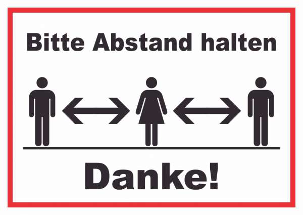 Bitte Abstand halten Schild