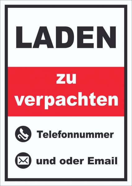 Laden zu verpachten Schild hochkant