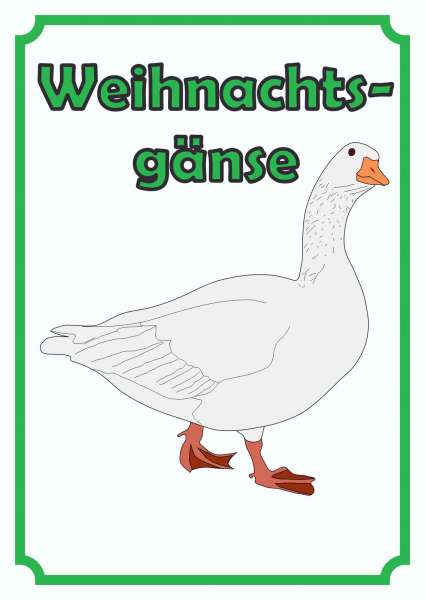 Weihnachtsgans Verkaufsschild Schild Hochkant