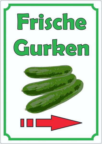 Frische Gurken Aufkleber Hochkant mit Pfeil rechts