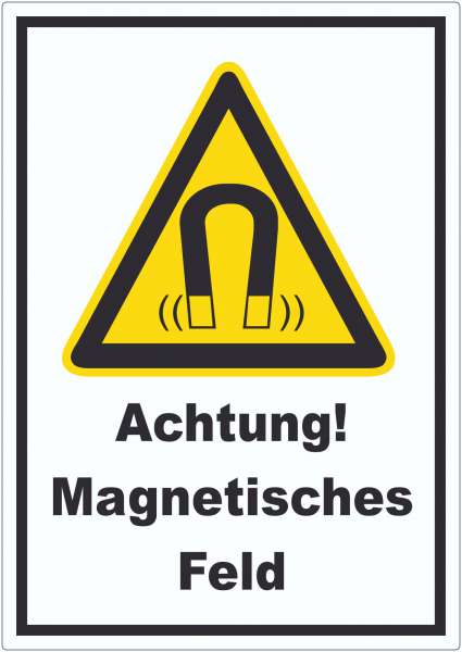 Achtung Magnetisches Feld Aufkleber