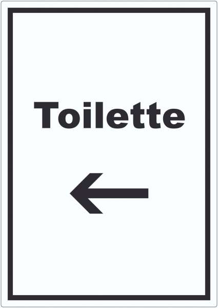 Toilette Aufkleber mit Text und Richtungspfeil links Klo WC hochkant