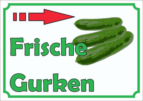 Frische Gurken Werbeaufkleber Aufkleber mit Pfeil nach rechts