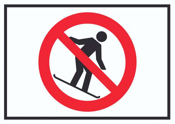 Snowboard fahren verboten Symbol Schild