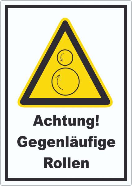 Achtung Gegenläufige Rollen Aufkleber