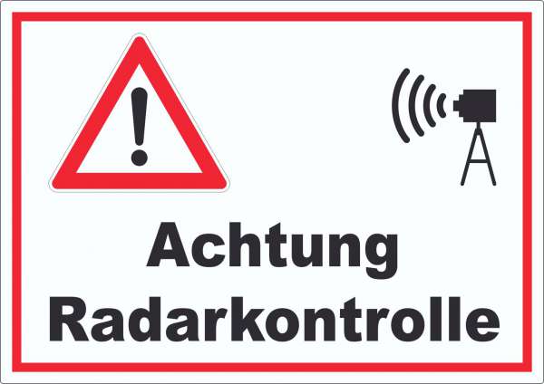 Achtung Radarkontrolle Auto und Kamera Aufkleber