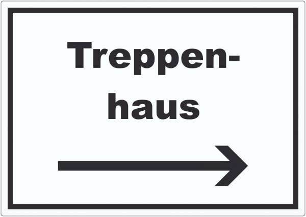 Treppenhaus Aufkleber mit Text und Richtungspfeil rechts Stufen steigen waagerecht