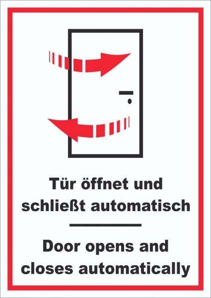Schild Tür automatisch Door automatic hochkant