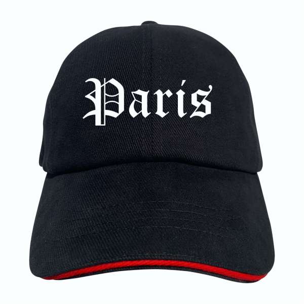 Paris Cappy - Altdeutsch bedruckt - Schirmmütze - Schwarz-Rotes Cap