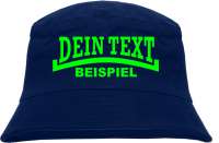 Individueller Fischerhut - dunkelblau - NEON - Linie - Bucket Hat mit Wunschtext bedruckt Individueller Fischerhut - dunkelblau - NEON - Linie - Bucket Hat mit Wunschtext bedruckt