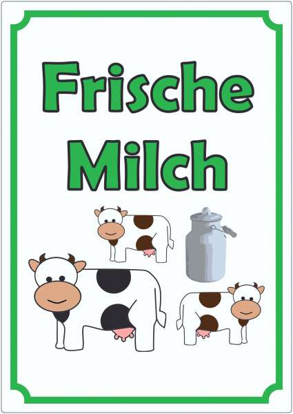 Frische Milch Aufkleber Hochkant