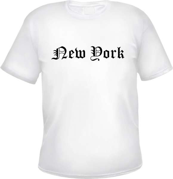 New York Herren T-Shirt - Altdeutsch - Weißes Tee Shirt