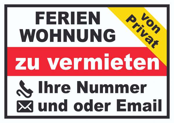 Ferienwohnung zu vermieten von Privat Schild