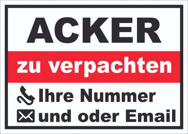 Acker zu verpachten Schild